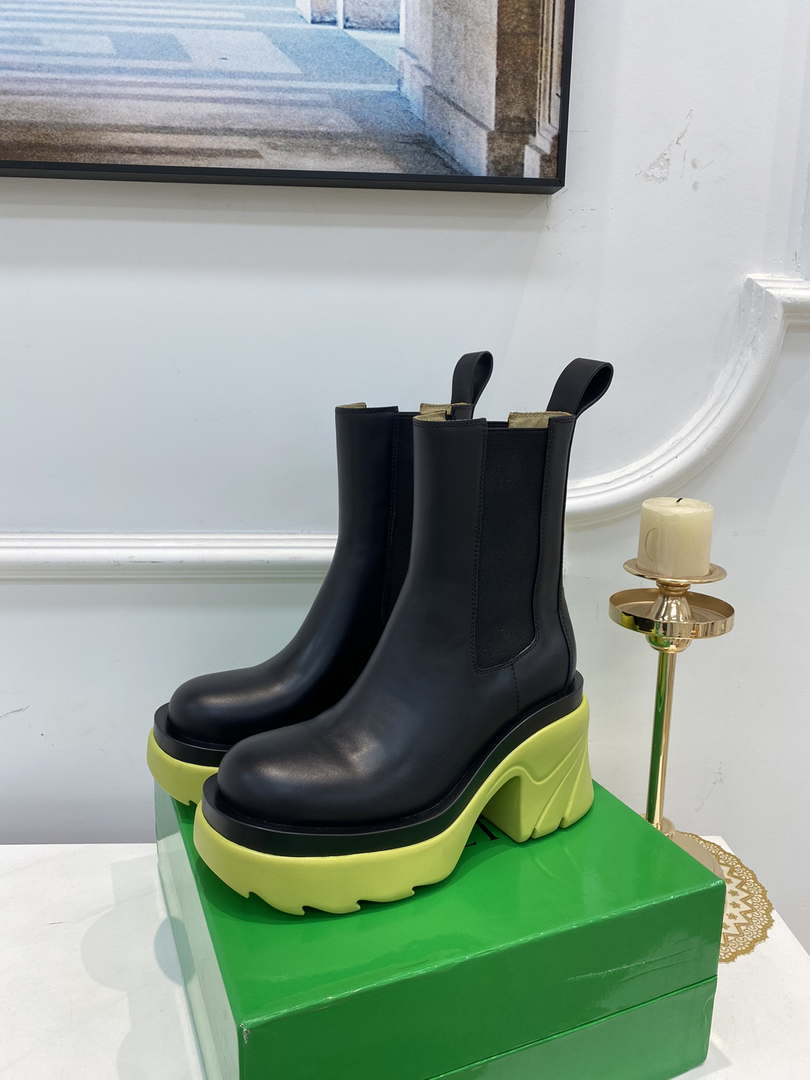 Bottega Veneta Women Shoes High-heeled Lug Short Boot Light-green Flatform 192783 - 35 - View 5