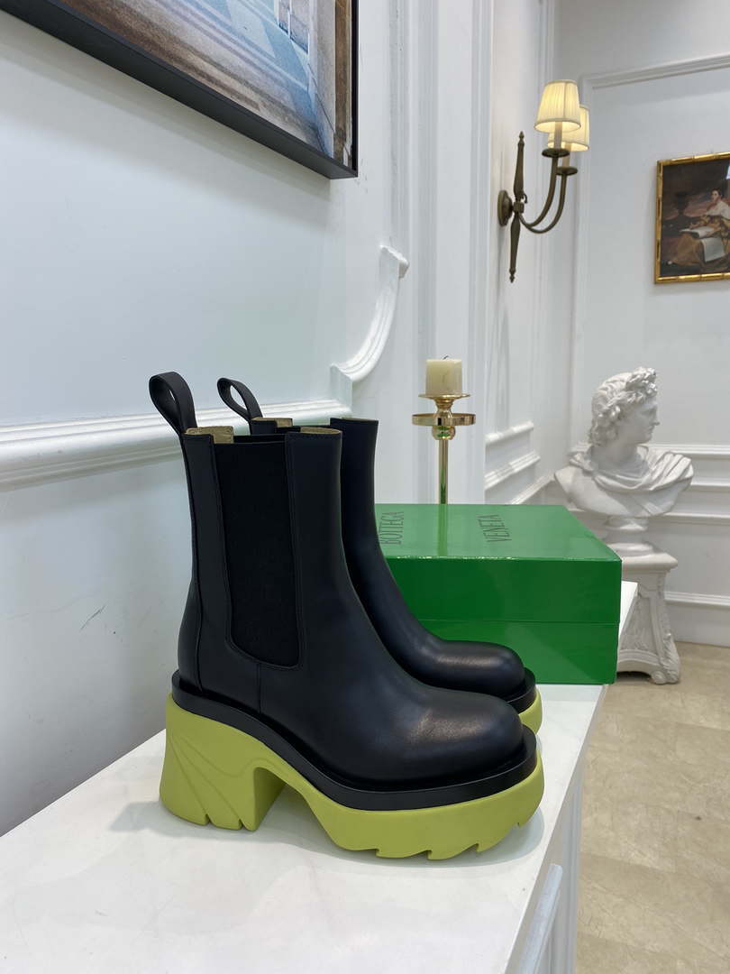 Bottega Veneta Women Shoes High-heeled Lug Short Boot Light-green Flatform 192783 - 35 - View 4