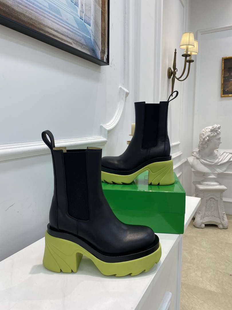 Bottega Veneta Women Shoes High-heeled Lug Short Boot Light-green Flatform 192783 - 35 - View 3