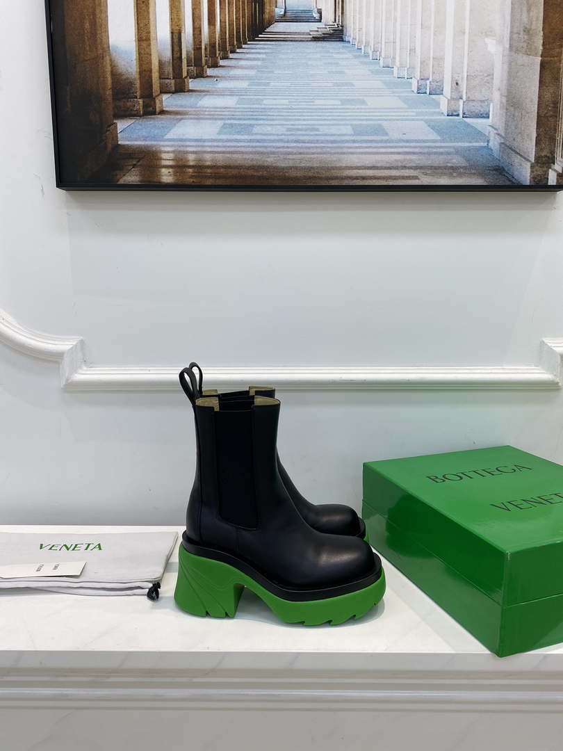 Bottega Veneta Women Shoes High-heeled Lug Short Boot Light-green Flatform 192783 - 35 - View 2