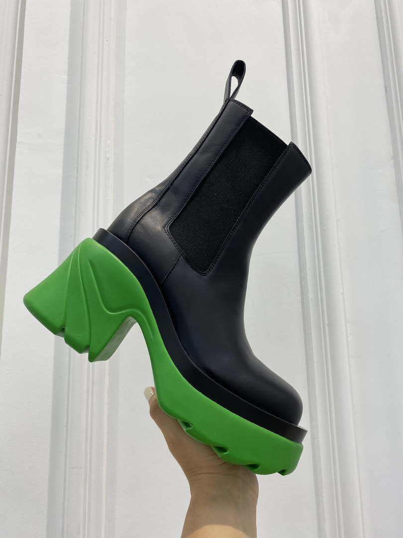 Bottega Veneta Women Shoes High-heeled Lug Short Boot Green Flatform 192784