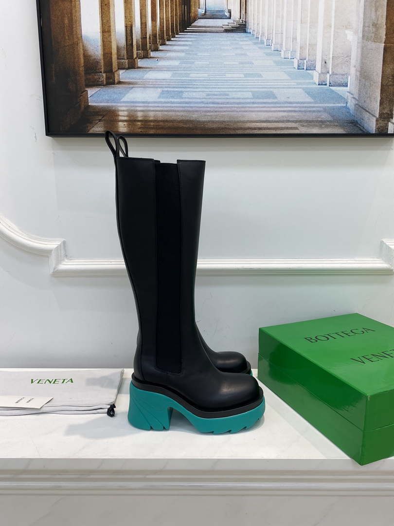 Bottega Veneta Women Shoes High-heeled Lug Boot Deep-green Flatform 192789