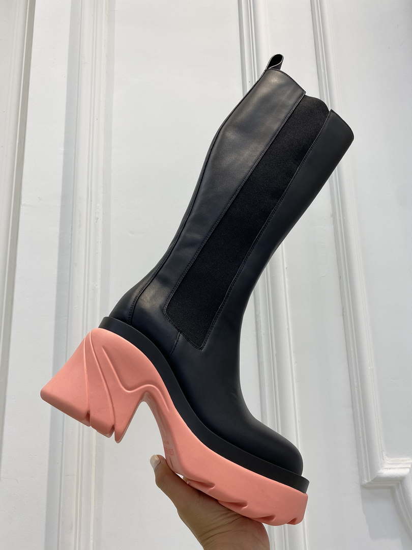 Bottega Veneta Women Shoes High-heeled Lug Boot Pink Flatform 192790