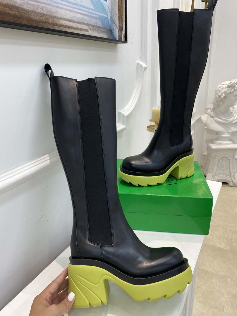 Bottega Veneta Women Shoes High-heeled Lug Boot Light-green Flatform 192791