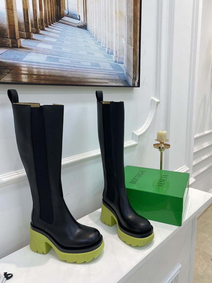 Bottega Veneta Women Shoes High-heeled Lug Boot Light-green Flatform 192791