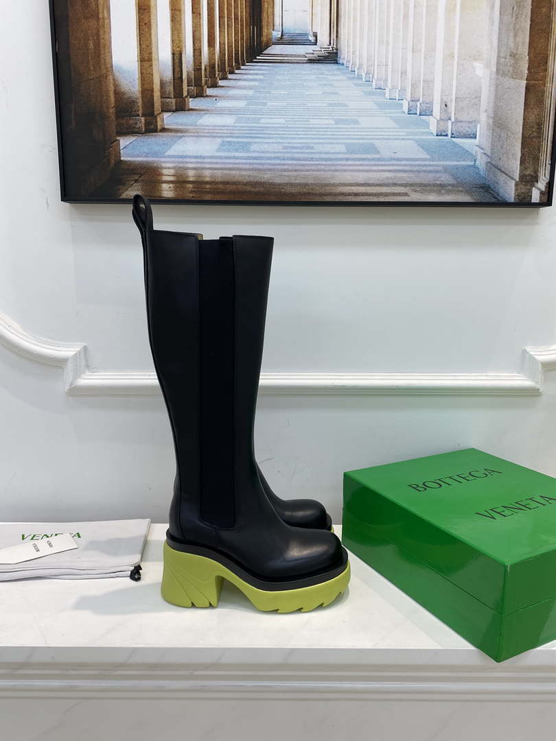 Bottega Veneta Women Shoes High-heeled Lug Boot Light-green Flatform 192791