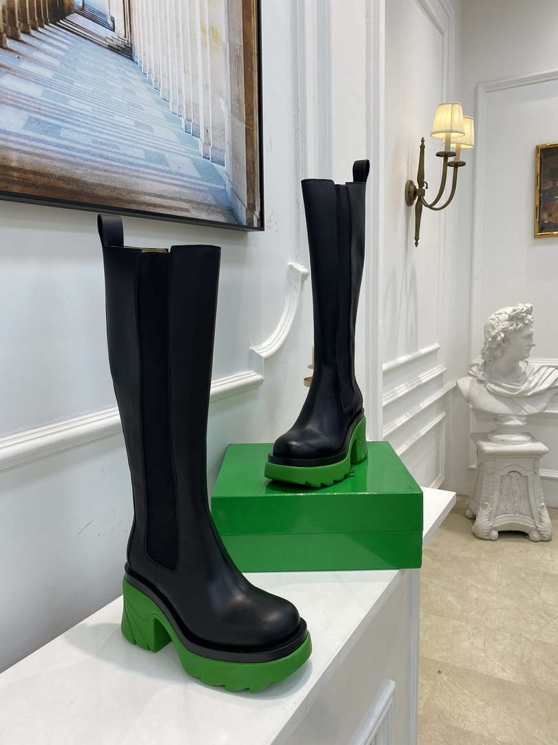 Bottega Veneta Women Shoes High-heeled Lug Boot Green Flatform 192792