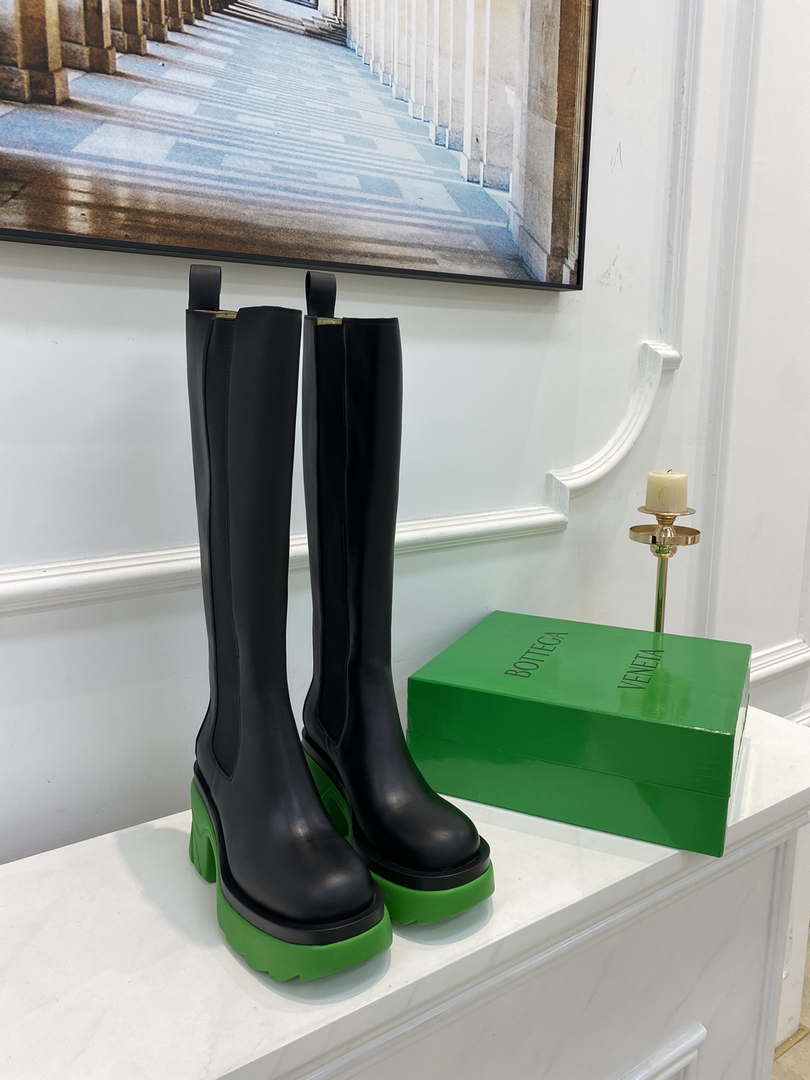 Bottega Veneta Women Shoes High-heeled Lug Boot Green Flatform 192792