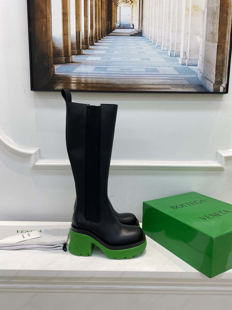 Bottega Veneta Women Shoes High-heeled Lug Boot Green Flatform 192792