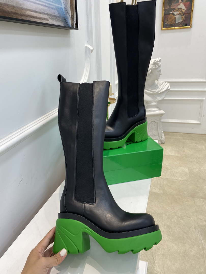 Bottega Veneta Women Shoes High-heeled Lug Boot Green Flatform 192792