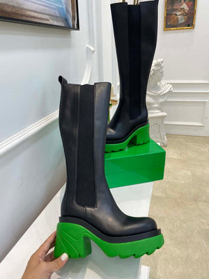 Bottega Veneta Women Shoes High-heeled Lug Boot Green Flatform 192792 - 35 - View 2