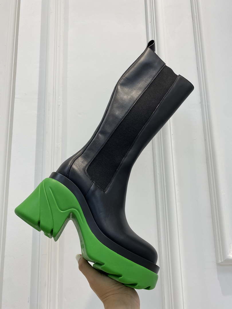 Bottega Veneta Women Shoes High-heeled Lug Boot Green Flatform 192792