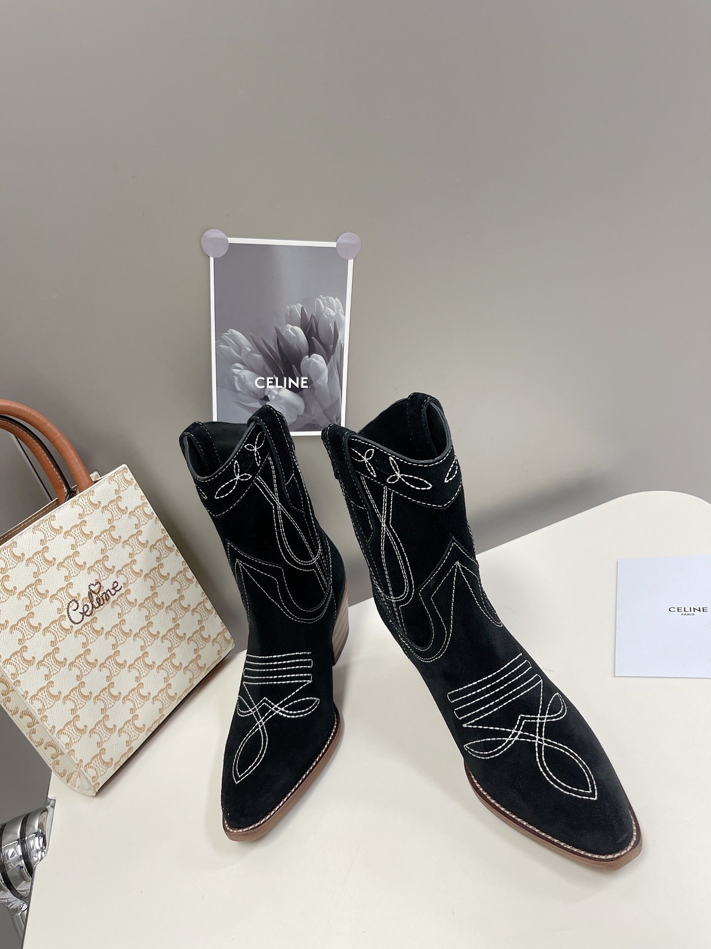 Celine Women Shoes Cuiser Boots in Painted Calfshin 189038