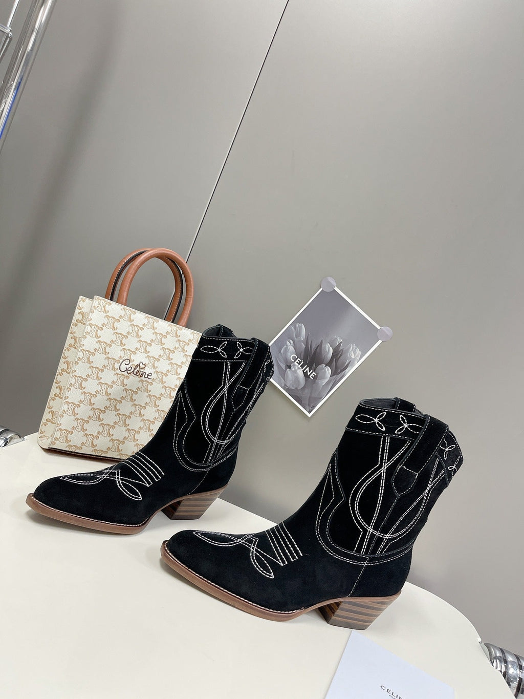 Celine Women Shoes Cuiser Boots in Painted Calfshin 189038