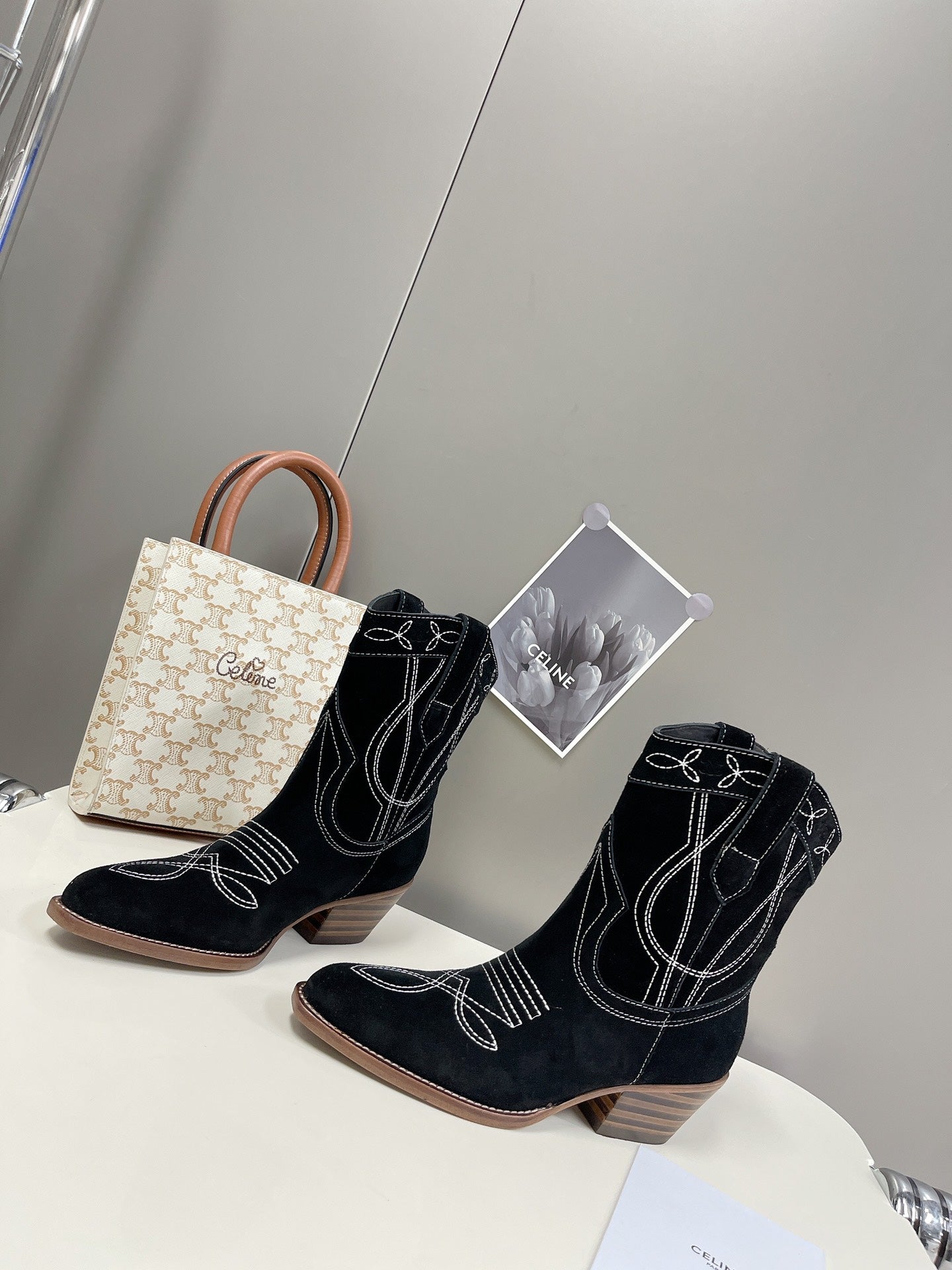 Celine Women Shoes Cuiser Boots in Painted Calfshin 189038