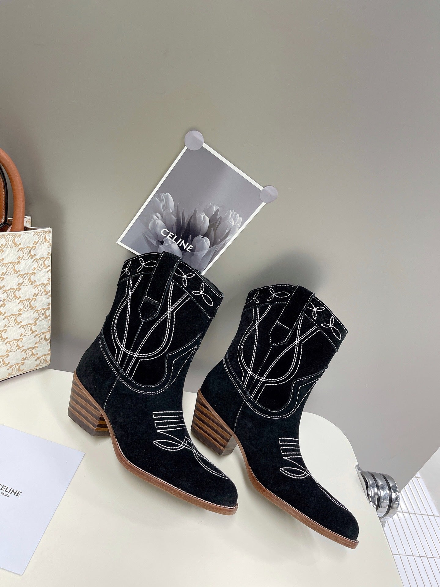 Celine Women Shoes Cuiser Boots in Painted Calfshin 189038