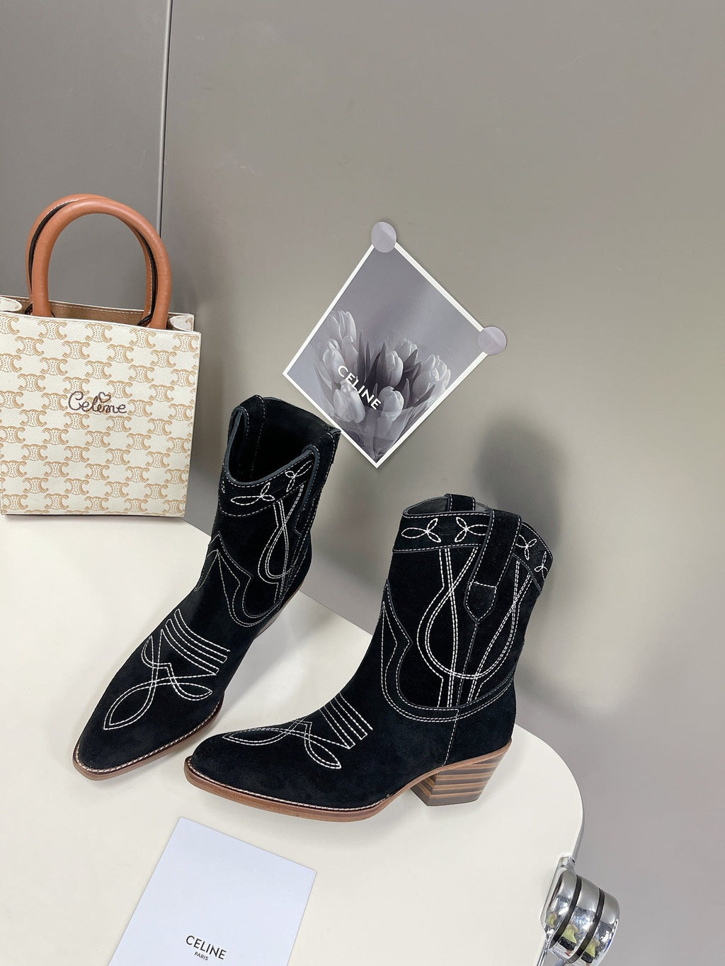 Celine Women Shoes Cuiser Boots in Painted Calfshin 189038