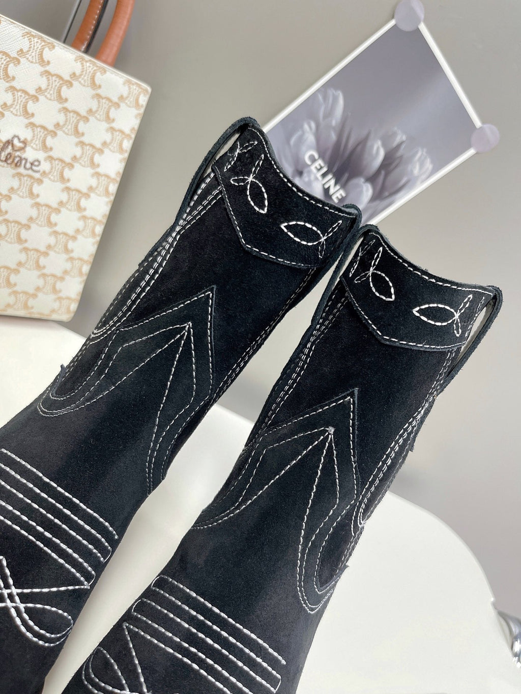 Celine Women Shoes Cuiser Boots in Painted Calfshin 189038