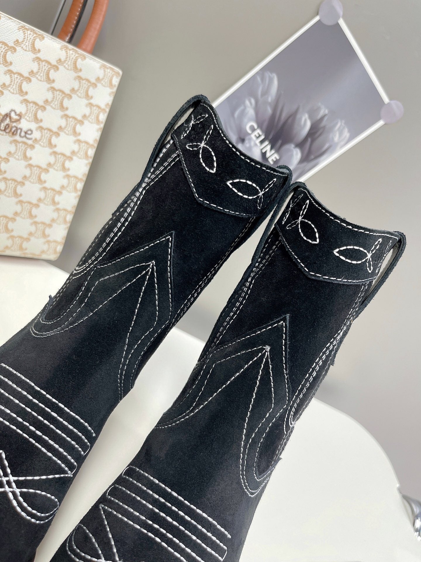 Celine Women Shoes Cuiser Boots in Painted Calfshin 189038
