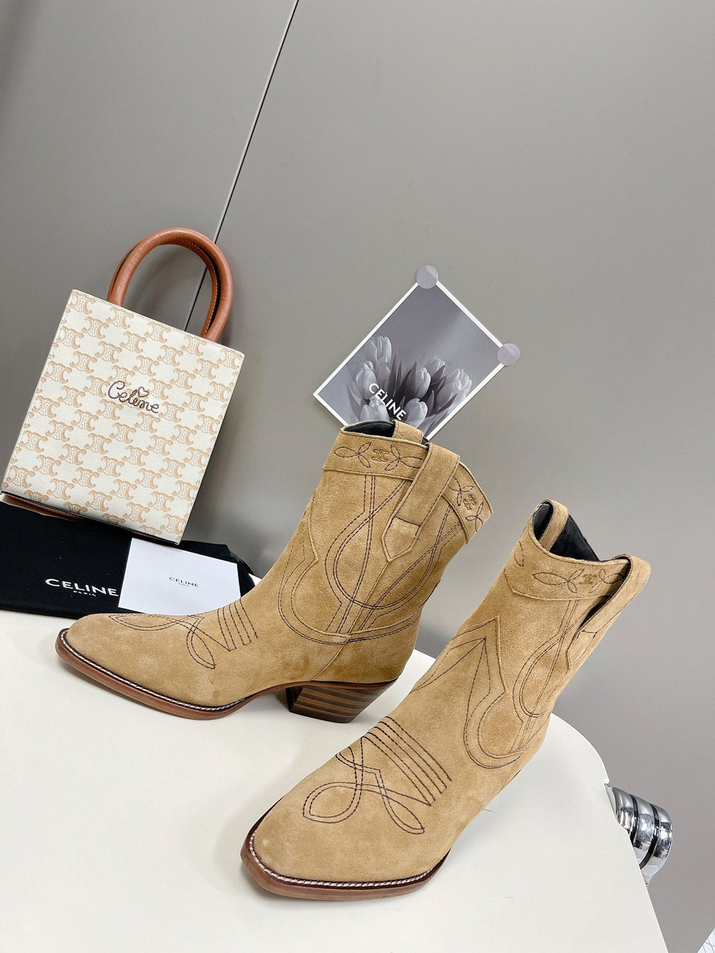 Celine Women Shoes Cuiser Boots in Painted Calfshin 189039