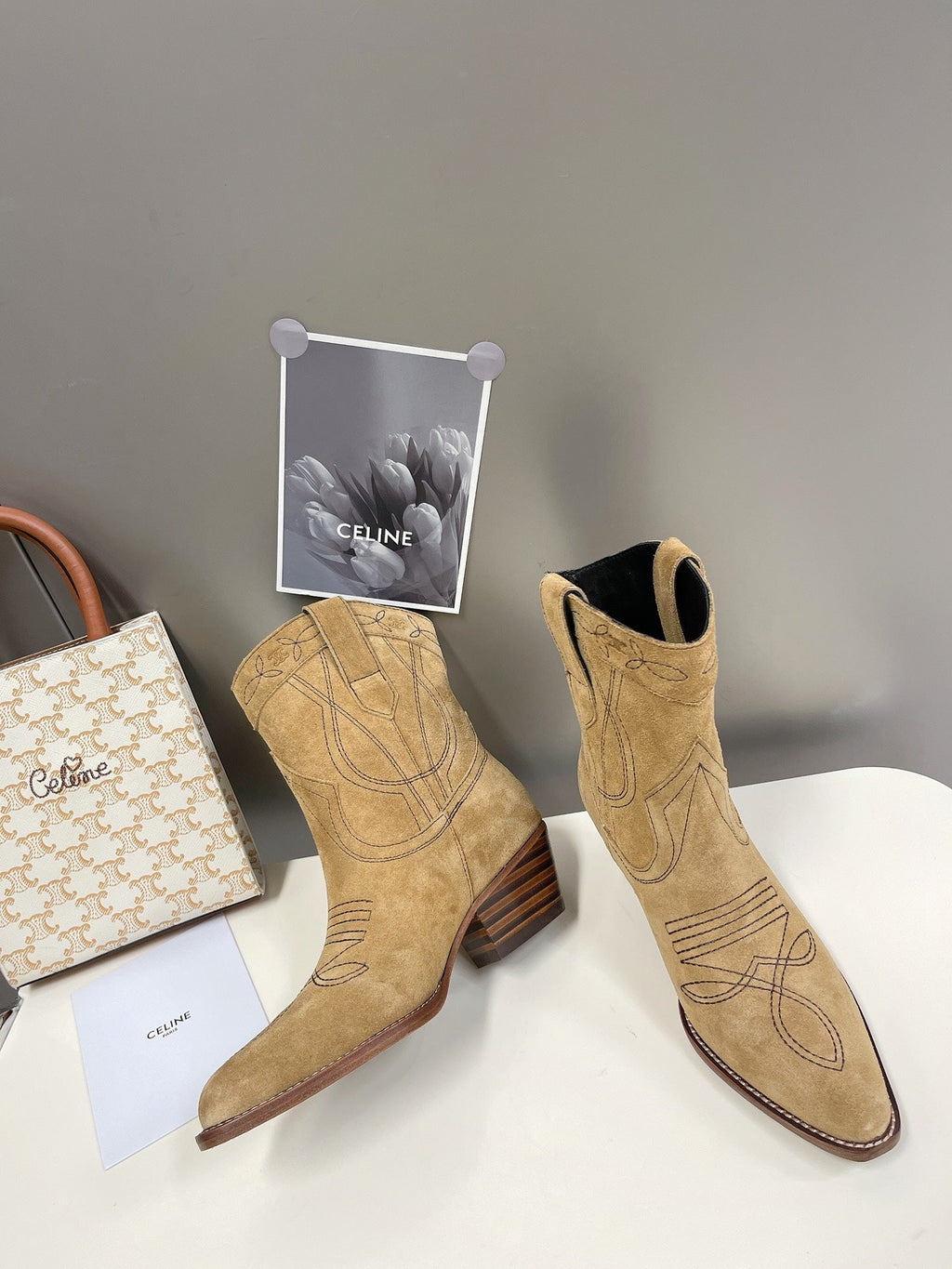 Celine Women Shoes Cuiser Boots in Painted Calfshin 189039