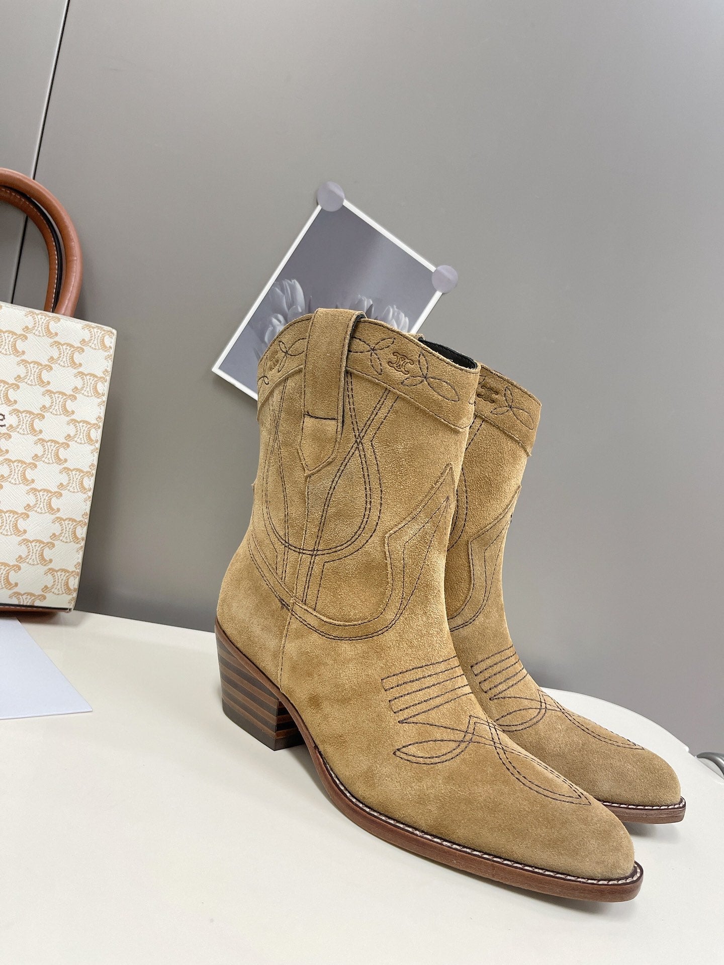 Celine Women Shoes Cuiser Boots in Painted Calfshin 189039 - 35 - View 3