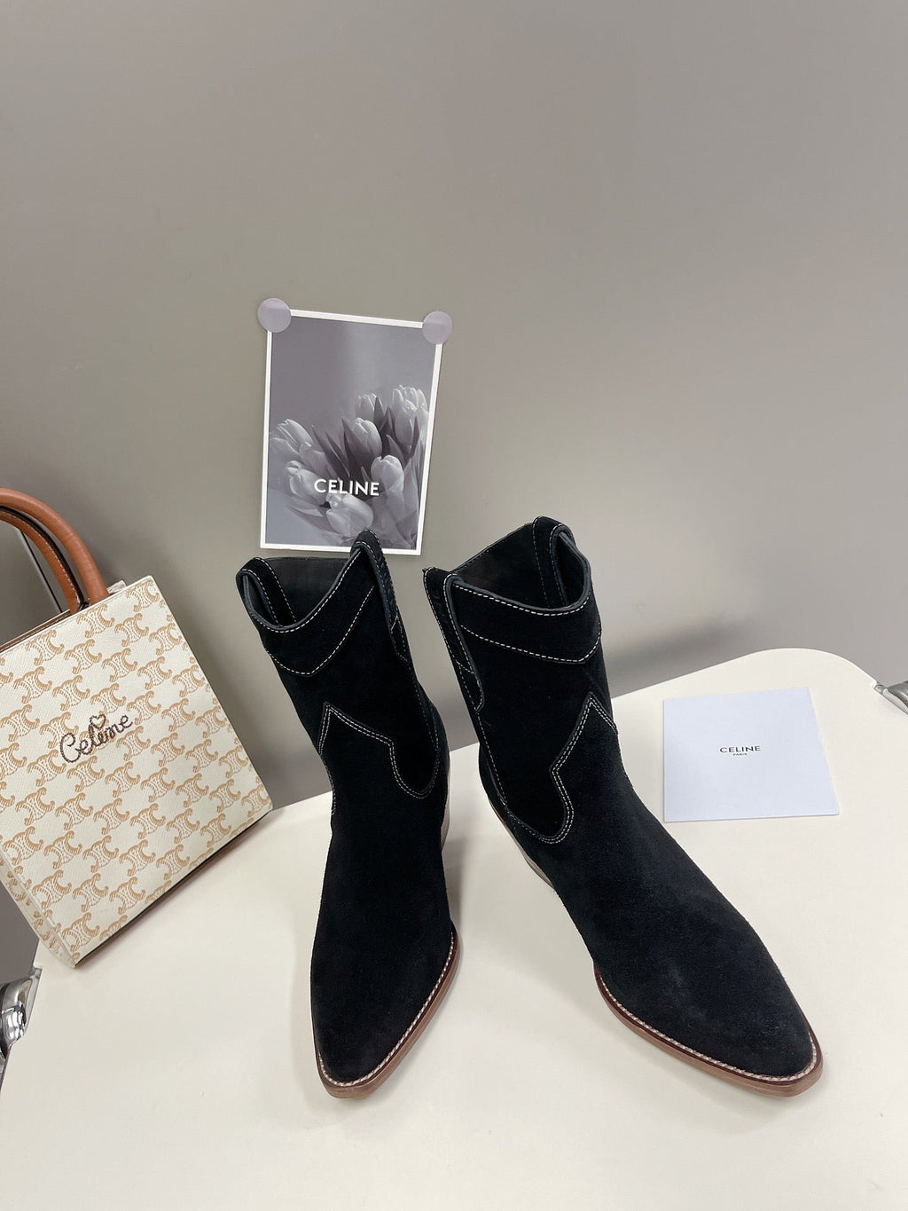 Celine Women Shoes Cuiser Boots in Painted Calfshin 189040