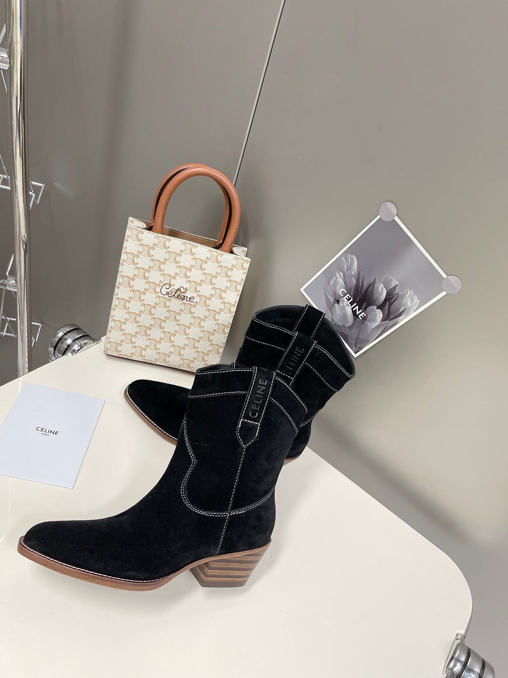 Celine Women Shoes Cuiser Boots in Painted Calfshin 189040