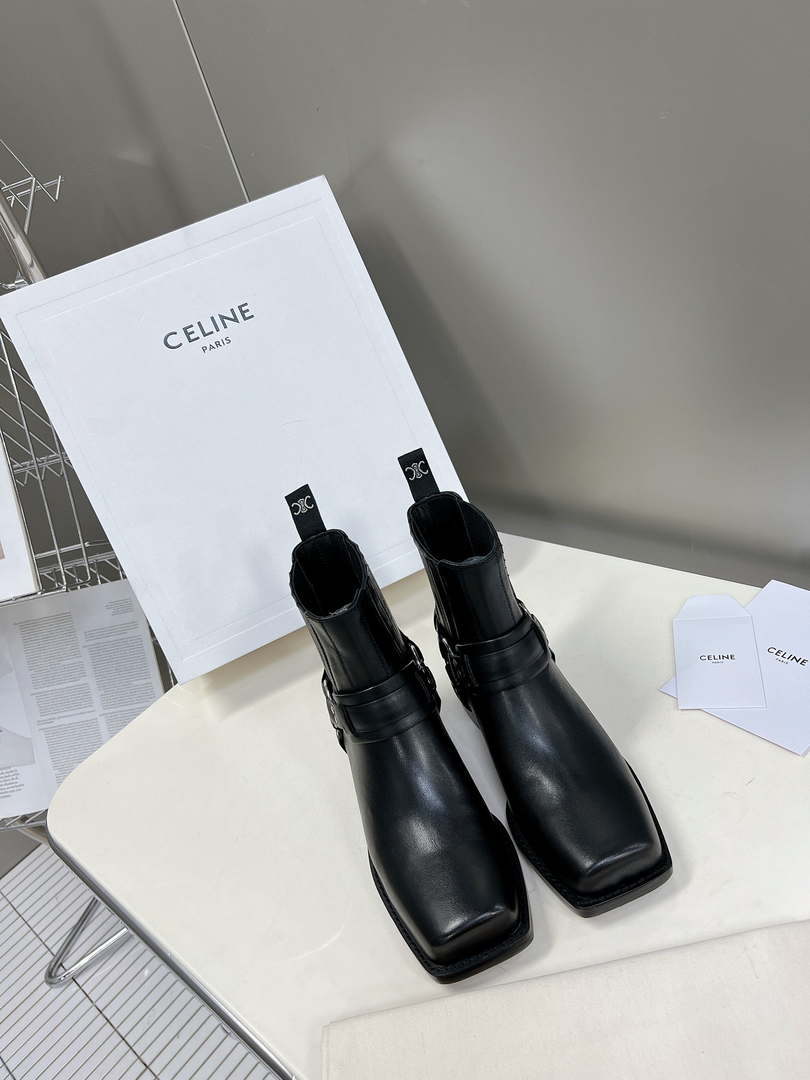 Celine Women Shoes 345873622C.38NO Celine Bilker Chelsea Boot In Polished Calfskin 191333 - 35 - View 1
