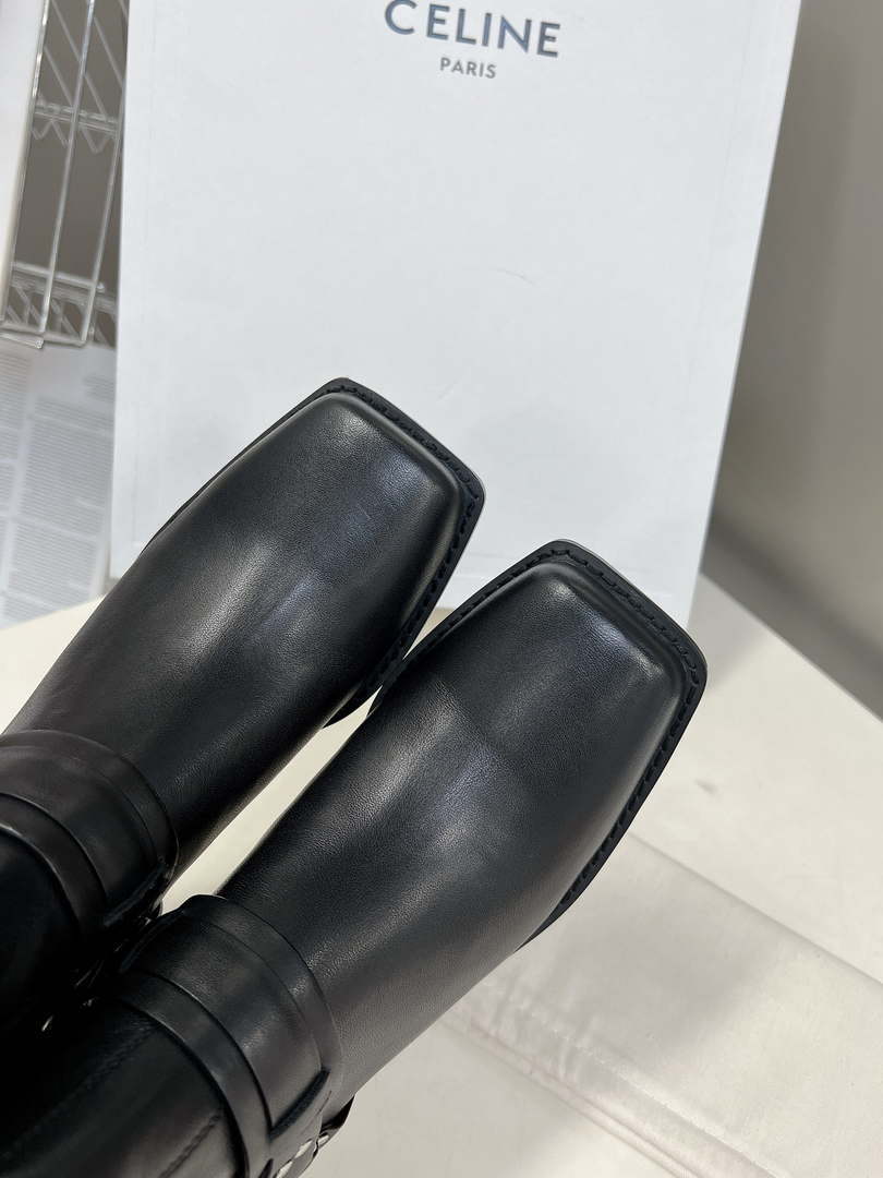 Celine Women Shoes 345873622C.38NO Celine Bilker Chelsea Boot In Polished Calfskin 191333