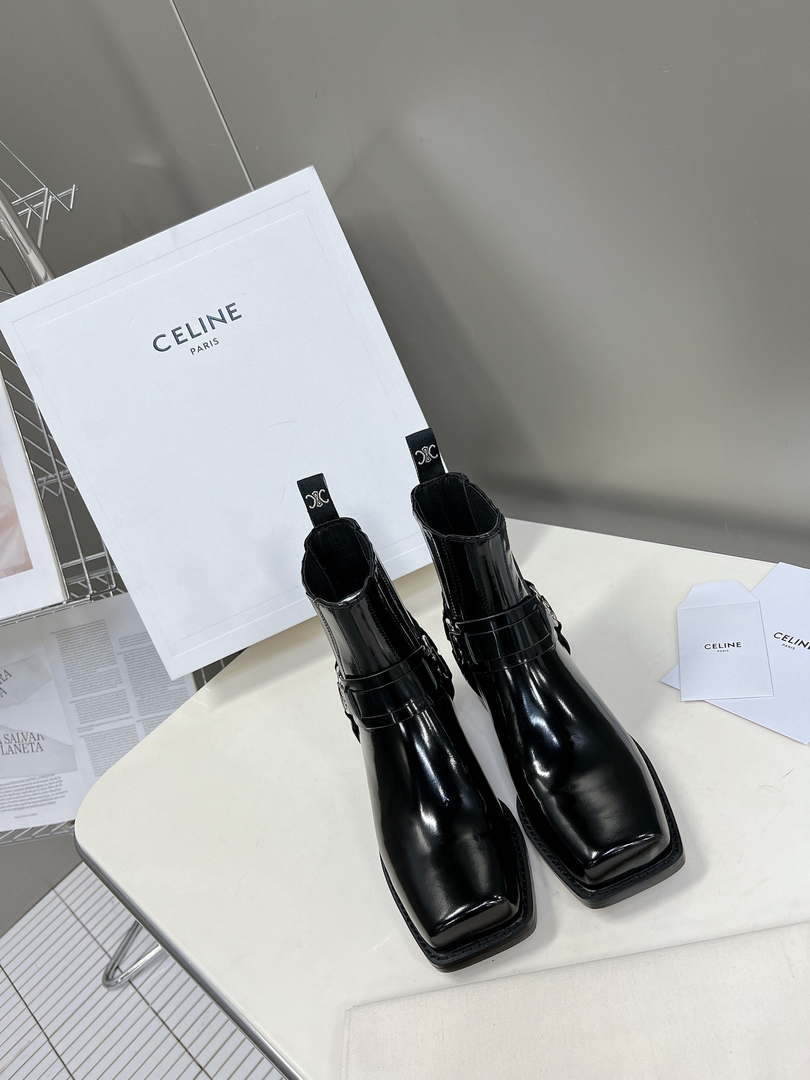 Celine Women Shoes 345873622C.38NO Celine Bilker Chelsea Boot In Polished Calfskin 191334 - 35 - View 1