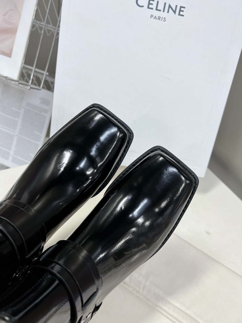 Celine Women Shoes 345873622C.38NO Celine Bilker Chelsea Boot In Polished Calfskin 191334