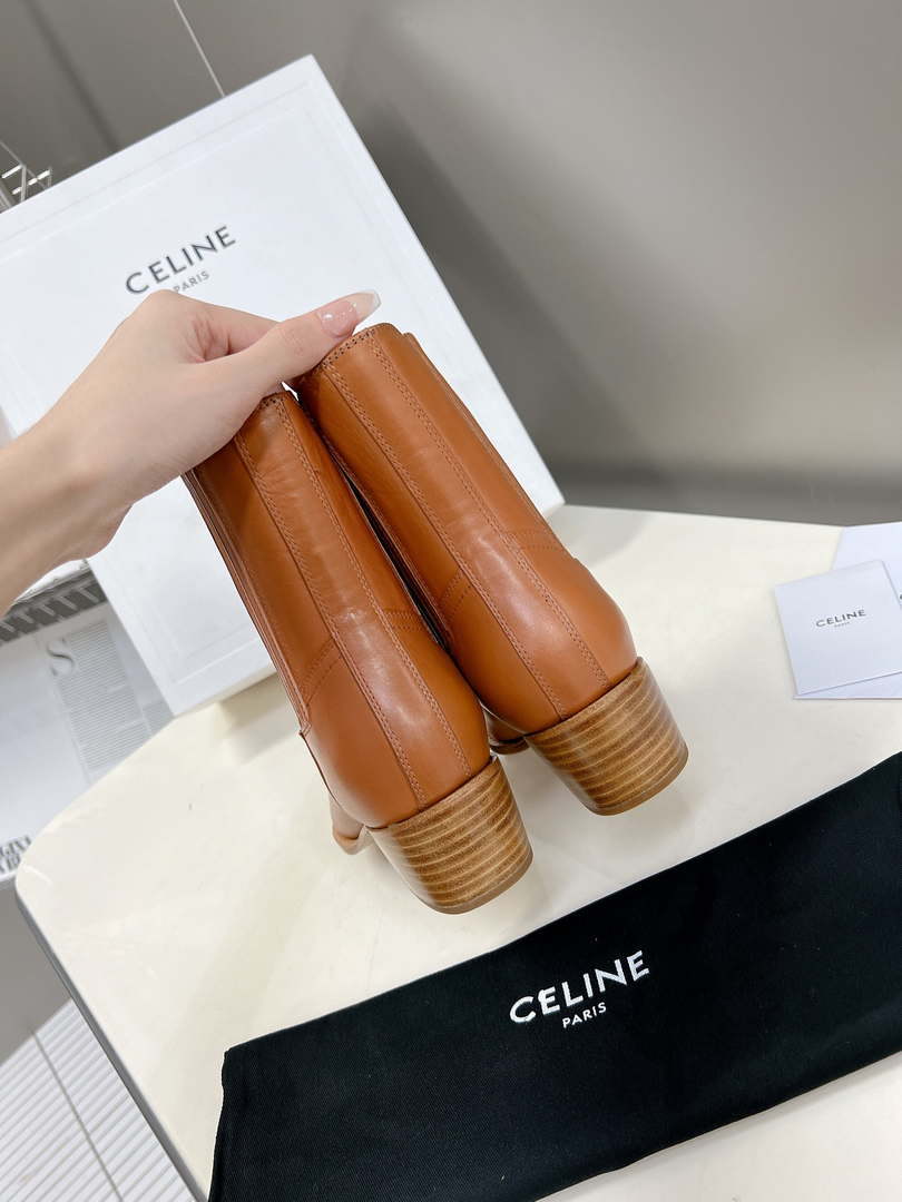 Celine Women Shoes 348303492C.38NO Cruiser Boots Chelsea Boot with Metal Toe In Calfskin 191324