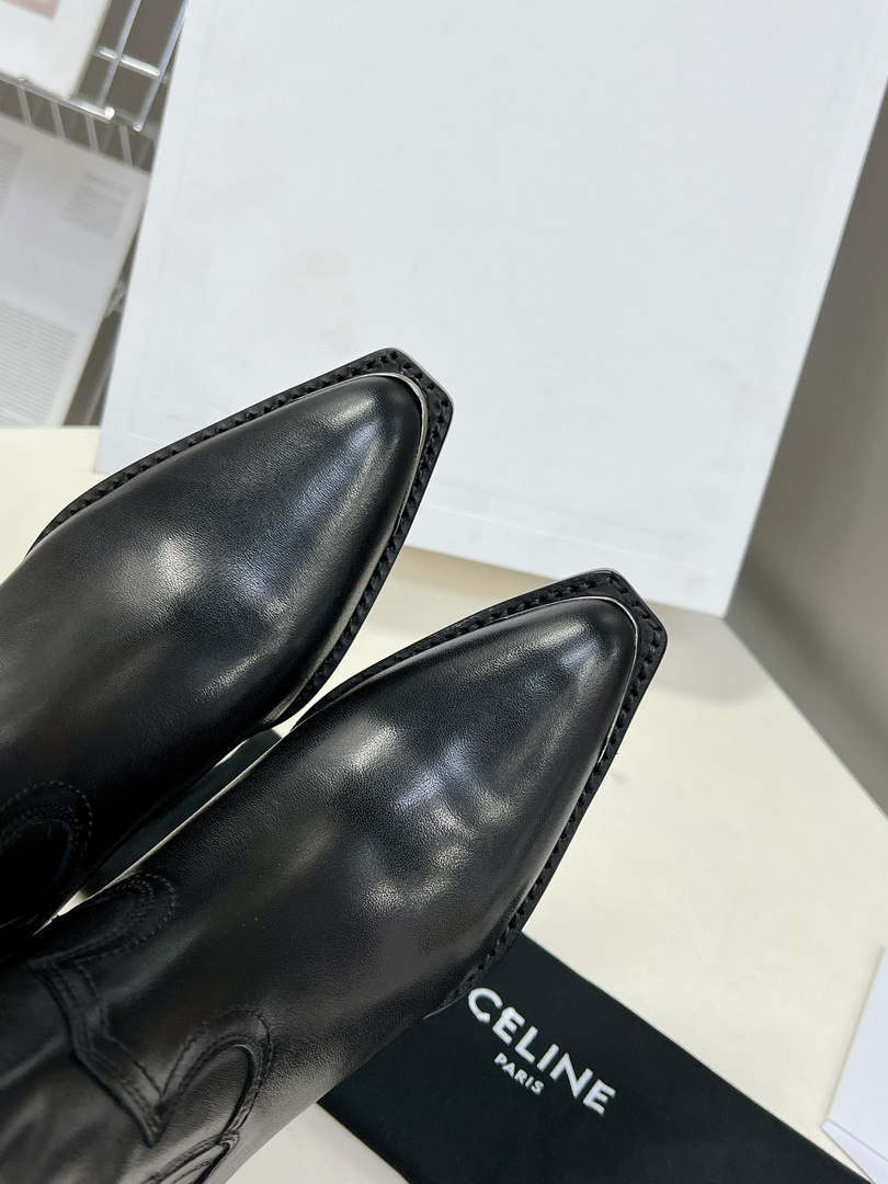 Celine Women Shoes 348303492C.38NO Cruiser Boots Chelsea Boot with Metal Toe In Calfskin 191325