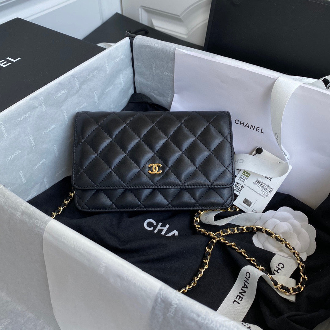 Chanel AP0250 Wallet on Chain Lambskin A33814 Black - Default Title - View 1