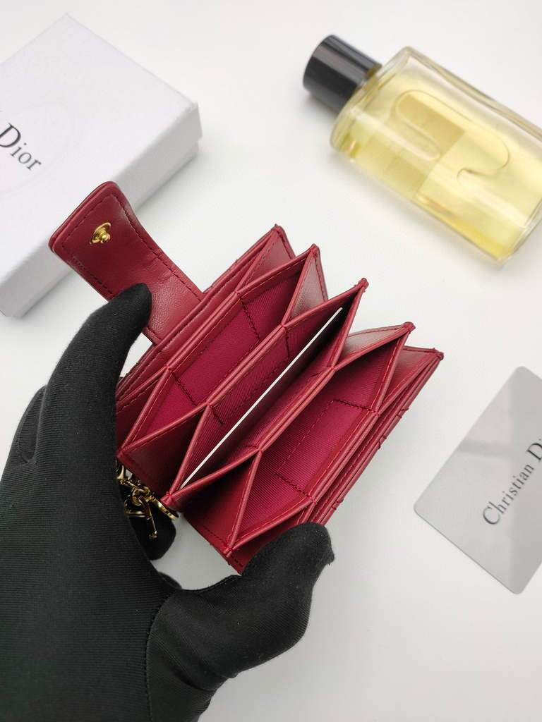 Dior S0074 Wallet Lady dior 5-Gusset card holder Red - shop2bag