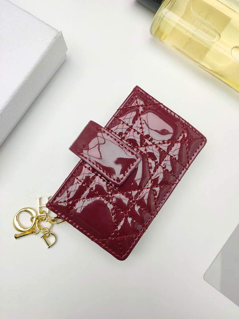 Dior S0074 Wallet Lady dior 5-Gusset card holder  Wind Red Patent Cannage Calfskin - shop2bag