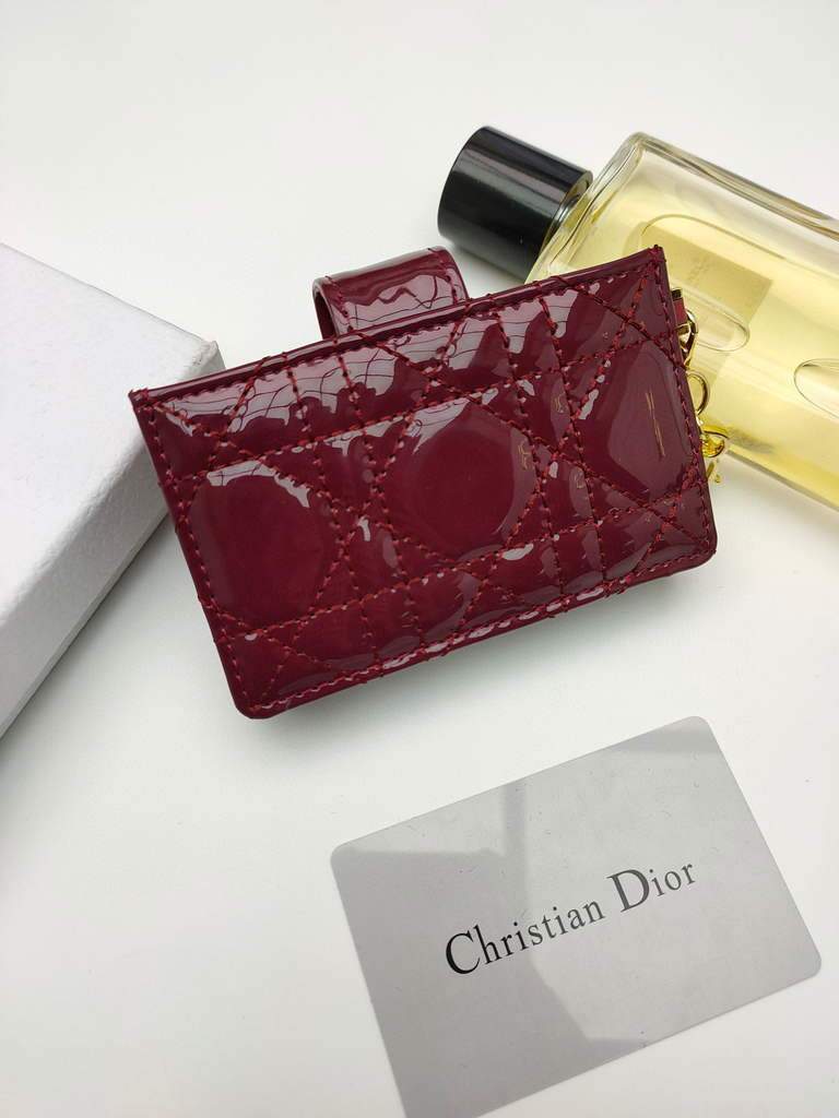 Dior S0074 Wallet Lady dior 5-Gusset card holder  Wind Red Patent Cannage Calfskin - shop2bag