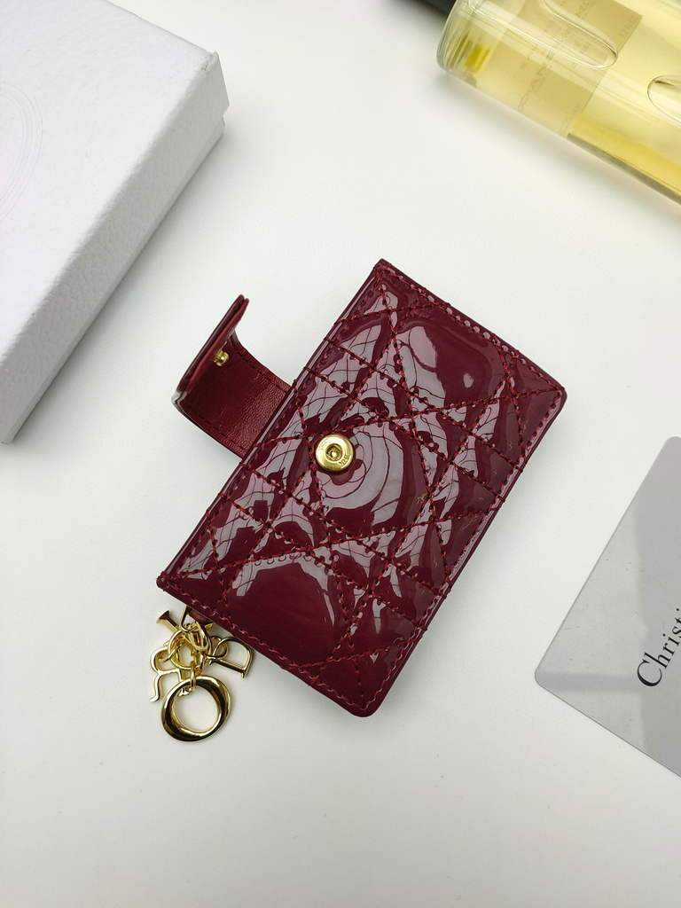 Dior S0074 Wallet Lady dior 5-Gusset card holder  Wind Red Patent Cannage Calfskin - shop2bag