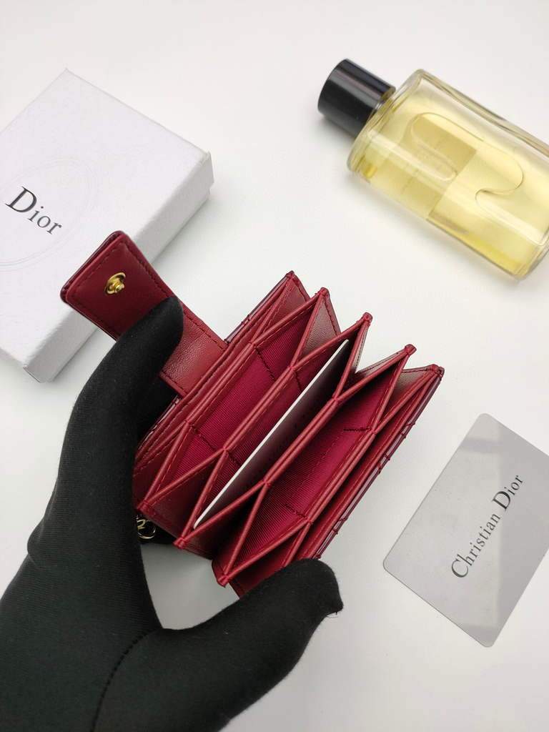 Dior S0074 Wallet Lady dior 5-Gusset card holder  Wind Red Patent Cannage Calfskin - shop2bag