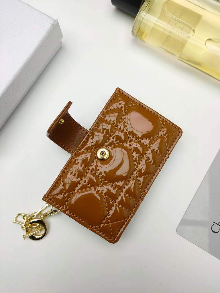 Dior S0074 Wallet Lady dior 5-Gusset card holder Brown Patent Cannage Calfskin - shop2bag
