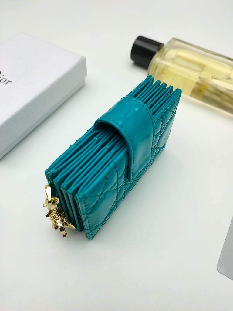 Dior S0074 Wallet Lady dior 5-Gusset card holder Dark Blue Patent Cannage Calfskin - shop2bag