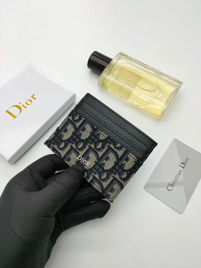 Dior S2098 Wallet 30 Montaigne card holder M928 Dior Oblique Jacquard Blue