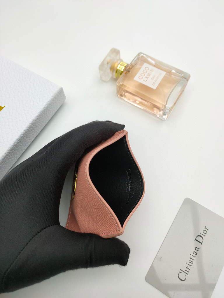 Dior S2098 Wallet 30 Montaigne card holder M928 Pink Grained Calfskin