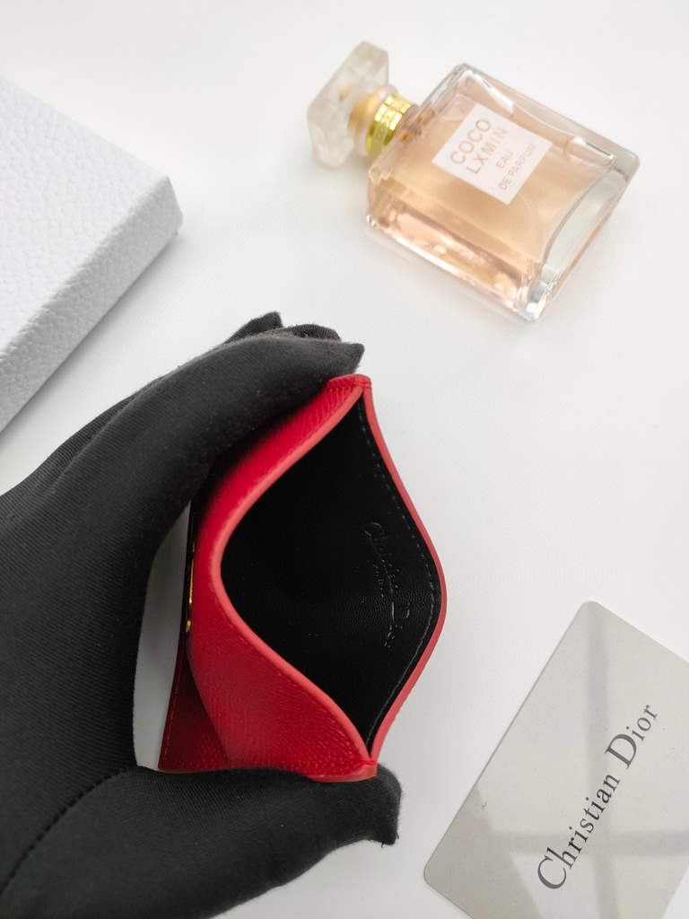 Dior S2098 Wallet 30 Montaigne card holder M928 Red Grained Calfskin