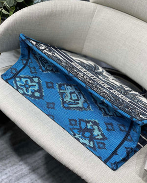 Dior Book Tote M1286 Blue Dior Palms Embroidery - luxibagsmall