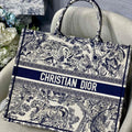 Dior Book Tote M1286 Blue Toile de Jouy Embroidery - luxibagsmall