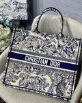 Dior Book Tote M1286 Blue Toile de Jouy Embroidery - luxibagsmall
