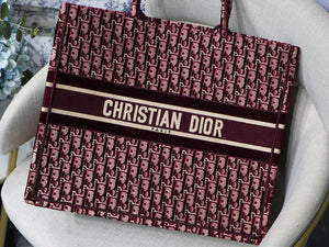 Dior Book Tote M1286 Burgundy Dior Oblique Embroidery - luxibagsmall
