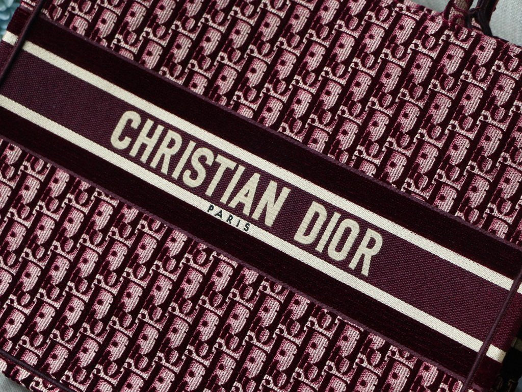 Dior Book Tote M1286 Burgundy Dior Oblique Embroidery - luxibagsmall